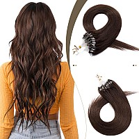 Sego Micro Loop Human Hair Extensions 22 Inch Medium Brown Micro Beads Hair Extensions Human Hair Cold Fusion Micro Ring Hair Ex