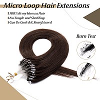 Sego Micro Loop Human Hair Extensions 22 Inch Medium Brown Micro Beads Hair Extensions Human Hair Cold Fusion Micro Ring Hair Ex