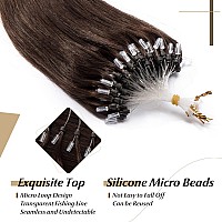 Sego Micro Loop Human Hair Extensions 22 Inch Medium Brown Micro Beads Hair Extensions Human Hair Cold Fusion Micro Ring Hair Ex