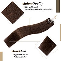 Sego Micro Loop Human Hair Extensions 22 Inch Medium Brown Micro Beads Hair Extensions Human Hair Cold Fusion Micro Ring Hair Ex