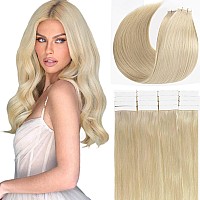 Loxxy Tape In Hair Extensions Invisible Skin Weft Tape In Remy Human Hair Double Sided Real Virgin Natural Straight 60A Platium