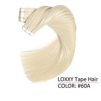 Loxxy Tape In Hair Extensions Invisible Skin Weft Tape In Remy Human Hair Double Sided Real Virgin Natural Straight 60A Platium