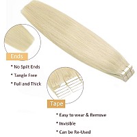 Loxxy Tape In Hair Extensions Invisible Skin Weft Tape In Remy Human Hair Double Sided Real Virgin Natural Straight 60A Platium