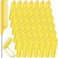 43 Pieces Soft Foam Sponge Hair Rollers 059 Inch Set With Stainless Steel Comb For Curling And Styling Yellow