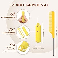 43 Pieces Soft Foam Sponge Hair Rollers 059 Inch Set With Stainless Steel Comb For Curling And Styling Yellow