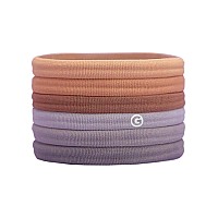 Gimme Beauty - Long & Curly Fit Hair Ties - Neutral - Damage Free Hair Ties - Seamless Microfiber Elastics - Long & Curly Hair Accessories - No Snagging, Dents, or Breakage (6 Count)