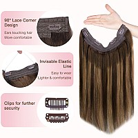 Goo Goo Wire Hair Extensions Human Hair 4274 Chocolate Brown With Caramel Blonde Balayage 12Inch 70G Invisible Wire Hair Ext