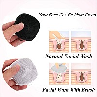 Silicone Face Scrubber Facial Cleansing Brush Silicone Face Wash Brush Manual Waterproof Cleansing Skin Care Face Brushes For Cleansing And Exfoliating (Black+White)