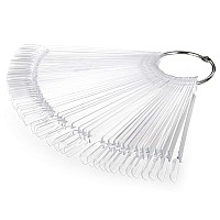 Hedume 12 Set Total 600 Tips Clear Nail Swatches Sticks With Metal Screw Split Ring Holder Transparent Fanshaped Nail Art Tips