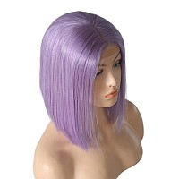 16 Inch Lilac Bob Wigs Silky Straight Glueless 13X4 Hd Transparent Lace Bob Virgin Human Hair Bleached Knots With Baby Hair Ligh