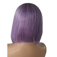 16 Inch Lilac Bob Wigs Silky Straight Glueless 13X4 Hd Transparent Lace Bob Virgin Human Hair Bleached Knots With Baby Hair Ligh