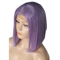 16 Inch Lilac Bob Wigs Silky Straight Glueless 13X4 Hd Transparent Lace Bob Virgin Human Hair Bleached Knots With Baby Hair Ligh