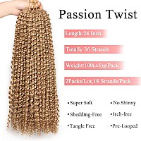 Leeven 24 Inch 2 Packs Water Wave Passion Twist Crochet Hair Blonde Hot Water Setting Synthetic Passion Twists Crochet Braids Ha