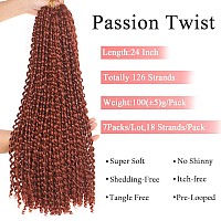 Leeven 7 Packs 24 Inch Copper Red Passion Twist Hair For Butterfly Locs Long Bohemian 350 Water Wave Passion Twists Crochet Bra