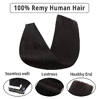 Hairro Tape In Hair Extensions 22 Inch Long Straight Human Hair 1B Natural Black 30G Thin Seamless Skin Weft Glue In Human Hair