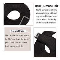 Hairro Tape In Hair Extensions 22 Inch Long Straight Human Hair 1B Natural Black 30G Thin Seamless Skin Weft Glue In Human Hair