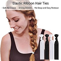 79STYLE 100 Pcs Elastic Hair Ties Ribbon Hair Ties Black White Ribbon Ponytail Holders, No Crease No Pull Soft Fabric Yoga Twist Hair Bands Hair Accessories Hand Knotted Fold Over Solid Colors (Black