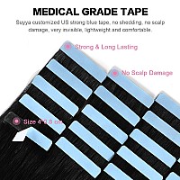 Suyya Tape In Hair Extensions Human Hair 100 Remy Human Hair Jet Black 50Gpack 20Pcs Straight Seamless Skin Weft Tape Hair Ext