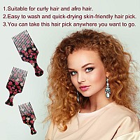 AUEAR, 3 Pack Hair Pick Comb Smooth Fist Hair Picks for Afro Hair Plastic Lift Detangle Hair Comb African Hair Brush Hairdressing Styling for Women and Men