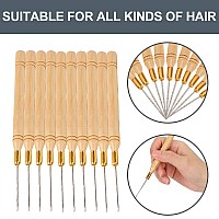 Hair Extension Hook Needle, 10Pcs Latch Hook Hair Tool Kits Hair Extensions Wig Tools Hair Extension Loop Needle Threader Pulling Hook Tool For Micro Braids Hair Extension Feather And Carpet