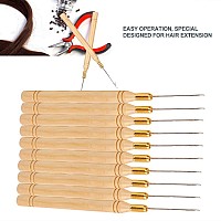 Hair Extension Hook Needle, 10Pcs Latch Hook Hair Tool Kits Hair Extensions Wig Tools Hair Extension Loop Needle Threader Pulling Hook Tool For Micro Braids Hair Extension Feather And Carpet