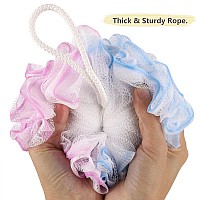 Btyms 4 Pieces 75Gpc Shower Loofahs Large Bath Sponge Mesh Pouf Wash Puff Shower Poof Body Loofas For Bathing