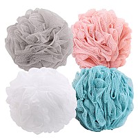 Btyms 4 Pieces Loofah Sponges For Shower 75 Gram Large Shower Puffs Bath Scrunchies Exfoliating Bath Sponges For Body