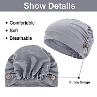 Geyoga 3 Pieces Bouffant Caps With Buttons Unisex Stretchy Headband Turban With Buttons For Women