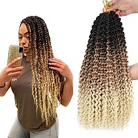 Honey Blonde Passion Twist Hair 22 Inch Long Water Wave Crochet Hair Bohemian Curl Passion Twist Synthetic Crochet Braids For Br