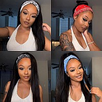 Tnice Headband Wig Human Hair Straight 16 Inch Headband Wigs For Black Women Glueless None Lace Front Human Hair Wigs Brazilian