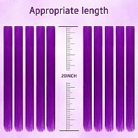 20 Inch Colored Clip In Hair Extensions 10Pcs Straight Hair Synthetic Hairpieces For Party Highlight Purple