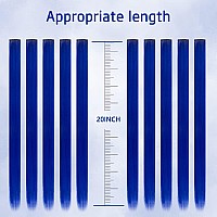 20 Inch Colored Clip In Hair Extensions 10Pcs Straight Hair Synthetic Hairpieces For Party Highlight Blue