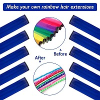 20 Inch Colored Clip In Hair Extensions 10Pcs Straight Hair Synthetic Hairpieces For Party Highlight Blue