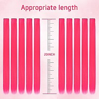 20 Inch Colored Clip In Hair Extensions 10Pcs Straight Hair Synthetic Hairpieces For Party Highlight Pink