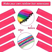 20 Inch Colored Clip In Hair Extensions 10Pcs Straight Hair Synthetic Hairpieces For Party Highlight Pink