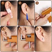 Hicarer Stainless Steel Body Ear Piercing Tool Set Ear Nose Navel Piercing Machines With 12 Pairs Stainless Steel Stud Earrings