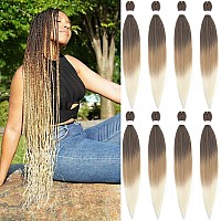 Befunny Pre Stretched Braiding Hair 30 Inch 8 Packs Prestretched Braiding Hair Bundles Long Brownblondewhite Three Tone Synthe