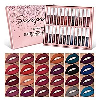 24Pcs Matte Liquid Lipstick Set Waterproof Lip gloss Kit Long Lasting Lipgloss Kit