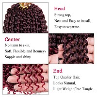 Leeven 12 Inch Ombre Burgundy Water Wave Crochet Hair For Passion Twist 7 Packs Short Bob Passion Twists Hair For Butterfly Locs