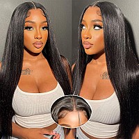 Muokass 250% Density Glueless Wigs Human Hair Pre Plucked Pre Cut 5X5 Hd Lace Closure Wigs Human Hair Straight Lace Front Wigs Human Hair For Women Glueless Wigs 28 Inch