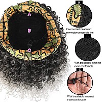 Aisaide Kinky Headband Wigs For Black Womenshort Gray Wig With Headband Attached Kinky Curly Wig Full Afro Curly Gray Wig Headw