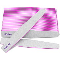 Professional Nail Files Emery Board Nail File For Natural Nails 100180240 Grit Nail Files For Acrylic Nails 12Pcs Fine Grit N