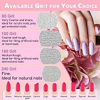 Professional Nail Files Emery Board Nail File For Natural Nails 100180240 Grit Nail Files For Acrylic Nails 12Pcs Fine Grit N