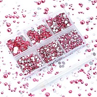 Ad Beads 4300 Pieces Flat Back Nail Art Rhinestones Round Beads 6 Sizes 265Mm With Storage Organizer Boxrhinestones Picking