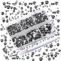 Ad Beads 4300 Pieces Flat Back Nail Art Rhinestones Round Beads 6 Sizes 265Mm With Storage Organizer Box Rhinestones Picking