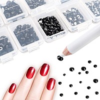 Ad Beads 4300 Pieces Flat Back Nail Art Rhinestones Round Beads 6 Sizes 265Mm With Storage Organizer Box Rhinestones Picking