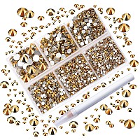 Ad Beads 4300 Pieces Flat Back Nail Art Rhinestones Round Beads 6 Sizes 265Mm With Storage Organizer Boxrhinestones Picking