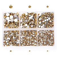 Ad Beads 4300 Pieces Flat Back Nail Art Rhinestones Round Beads 6 Sizes 265Mm With Storage Organizer Boxrhinestones Picking