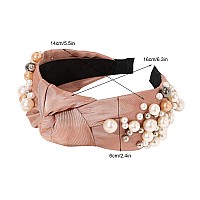 Ivyu Headbands - Knotted Pearl Diademas Para Mujer De Moda Hair Accessories Hairbands For Girls No Slip Fashion Cute Top Knot Headband Gift For Women Black Pink Gold