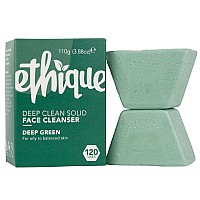 Ethique Deep Cleaning Solid Natural Face Cleanser For Oily To Balanced Skin Deep Green Vegan Ecofriendly Zerowaste Plas